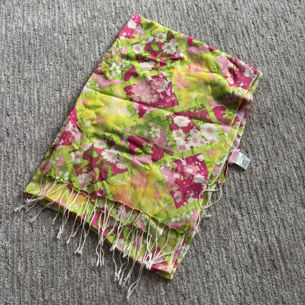 Lilly Pulitzer Pink Floral Silk-Cashmere Scarf